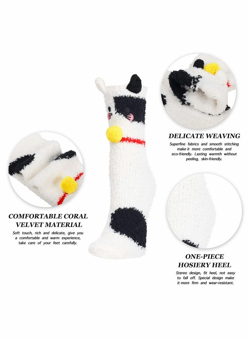 Excefore Socks for Women Girls 5 Pairs Colorful Indoors Animal Fuzzy Slipper Socks - Image 4