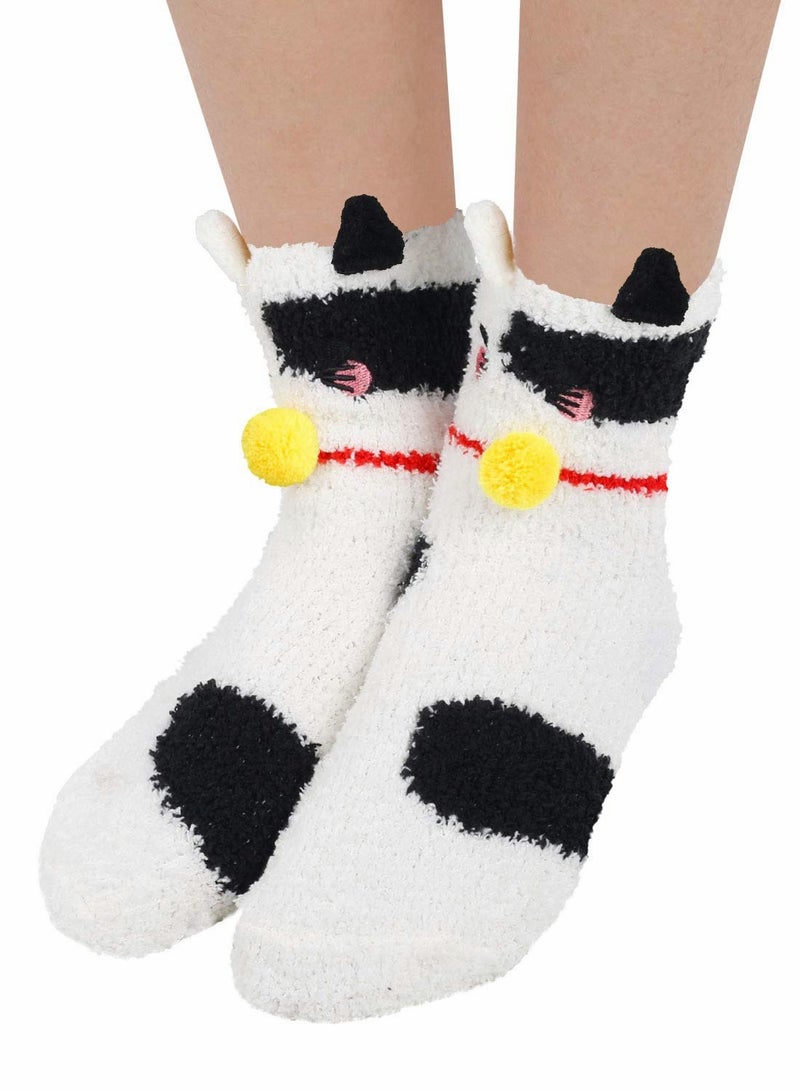 Excefore Socks for Women Girls 5 Pairs Colorful Indoors Animal Fuzzy Slipper Socks - Image 2
