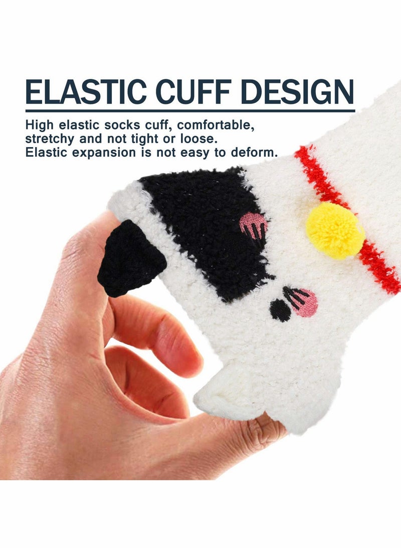 Excefore Socks for Women Girls 5 Pairs Colorful Indoors Animal Fuzzy Slipper Socks - Image 3