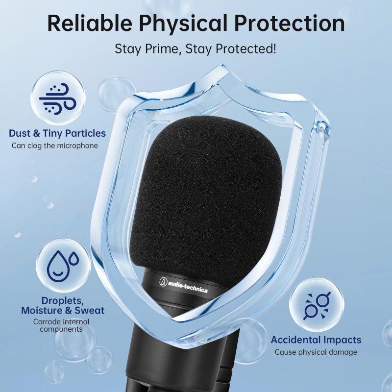 PhantAccy Pop Filter/Windscreen for Audio-Technica AT-2020 AT-2035 AT-2040 AT-2050 ATR2500 ATR2500X AT-4040 Microphones, Foam Mic Cover for Filtering Plosives and Hissing Noise (Foam-Black) - Image 4