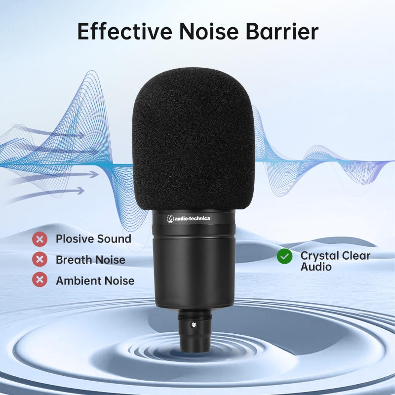 PhantAccy Pop Filter/Windscreen for Audio-Technica AT-2020 AT-2035 AT-2040 AT-2050 ATR2500 ATR2500X AT-4040 Microphones, Foam Mic Cover for Filtering Plosives and Hissing Noise (Foam-Black) - Image 3