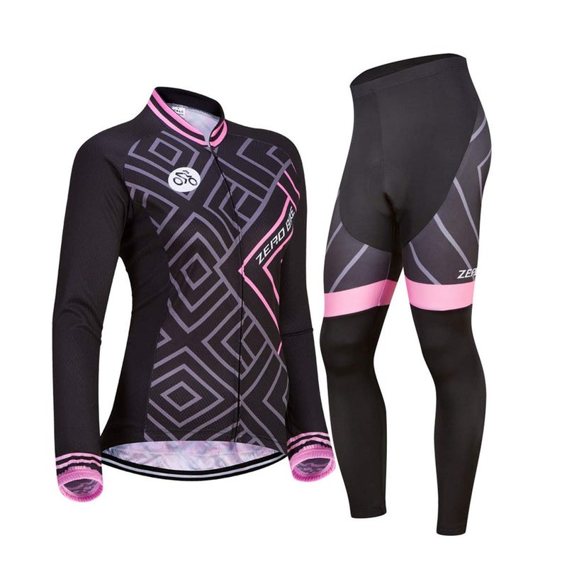 ZEROBIKE Women's Breathable Cycling Jersey Set Long Sleeve Bicycle Shirt Jacket Padded Mountain Bike Pants Clothing Quick Dry Reflevtive UV Protective - Image 1