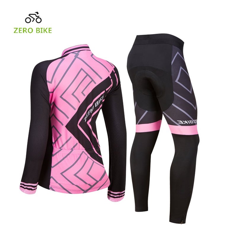 ZEROBIKE Women's Breathable Cycling Jersey Set Long Sleeve Bicycle Shirt Jacket Padded Mountain Bike Pants Clothing Quick Dry Reflevtive UV Protective - Image 2