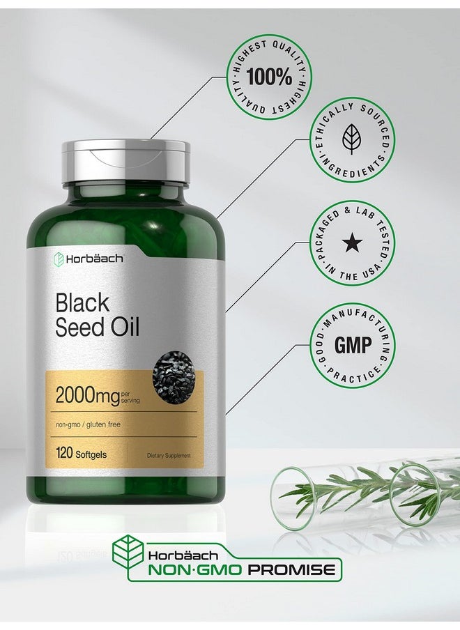Horbaach Horbäach Black Seed Oil Softgel Capsules | 2000mg | 120 Count | Cold Pressed Nigella Sativa Pills | Non-GMO, Gluten Free Supplement  - Image 2