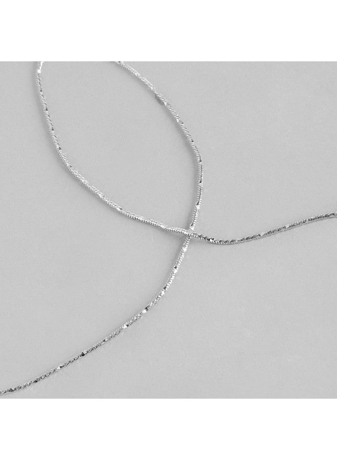 ZAVYA 925 Sterling Silver Designer Sleek Minimal Rhodium Plated Chain Anklets (Pair) for Women | Stylish Silver Jewellery | Gift for Women & Girls | With Certificate of Authenticity & 925 Hallmark - Image 5