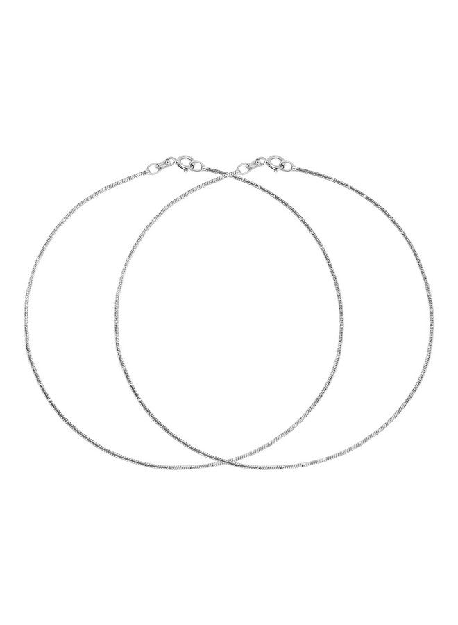 ZAVYA 925 Sterling Silver Designer Sleek Minimal Rhodium Plated Chain Anklets (Pair) for Women | Stylish Silver Jewellery | Gift for Women & Girls | With Certificate of Authenticity & 925 Hallmark - Image 1