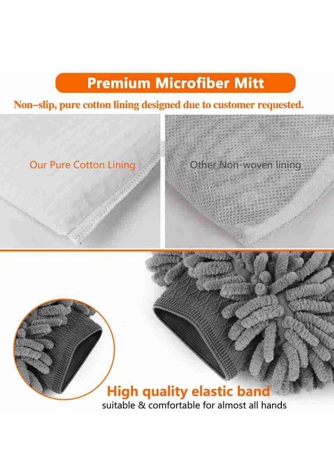 Generic 2 Pack Car Wash Mitt Scratch-Free Chenille Microfiber Double Sided Washing Mitts Dual Sided Cleaning Gloves for Dirt  Bugs Sponge Cloths for Cars Home Furniture Trucks Boats  - Image 3
