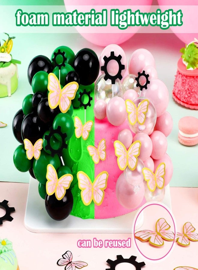 Leinuosen 83 Pcs Witch Cake Topper Witch Theme Party Decoration Green and Pink Balloons Clear White Ball Pink Butterfly Black Gear Cupcake Topper for Birthday Movie Princess Party Cake Decoration - Image 3