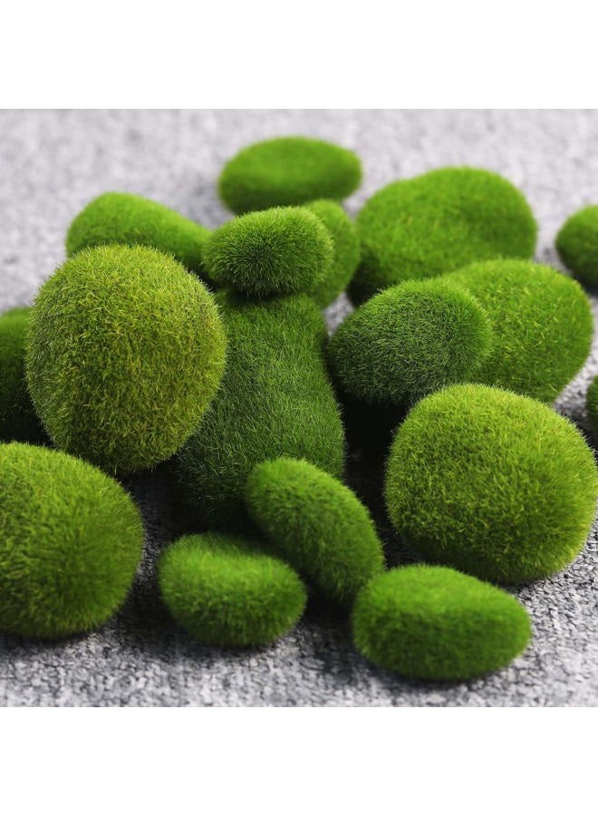 TecUnite 20 Pieces Artificial Moss Rocks Decorative Faux Green Moss Covered Stones (3 Size) - Image 3