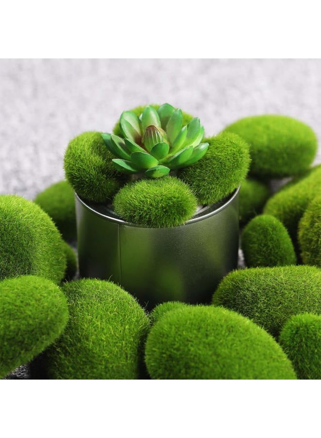 TecUnite 20 Pieces Artificial Moss Rocks Decorative Faux Green Moss Covered Stones (3 Size) - Image 4