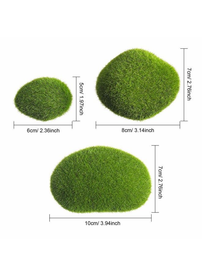 TecUnite 20 Pieces Artificial Moss Rocks Decorative Faux Green Moss Covered Stones (3 Size) - Image 2