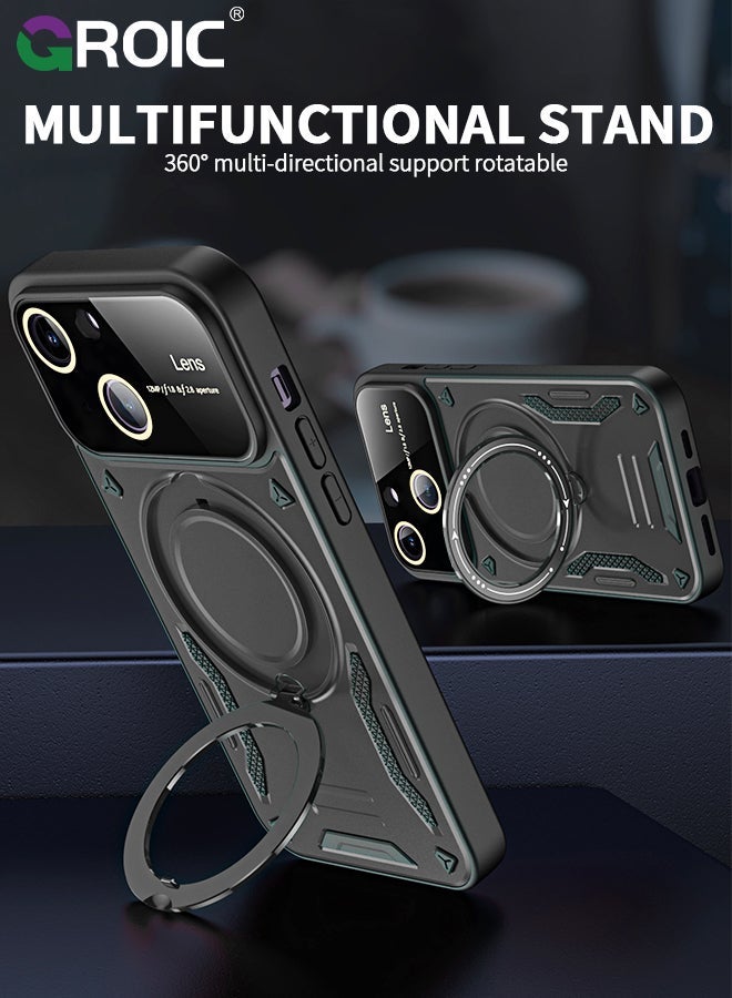 GROIC Magnetic Case for iPhone 15 Plus 6.7" with Invisible Ring Stand Compatible MagSafe, Full Camera Lens Protection,Anti-Fingerprint, Shockproof Protective - Image 2