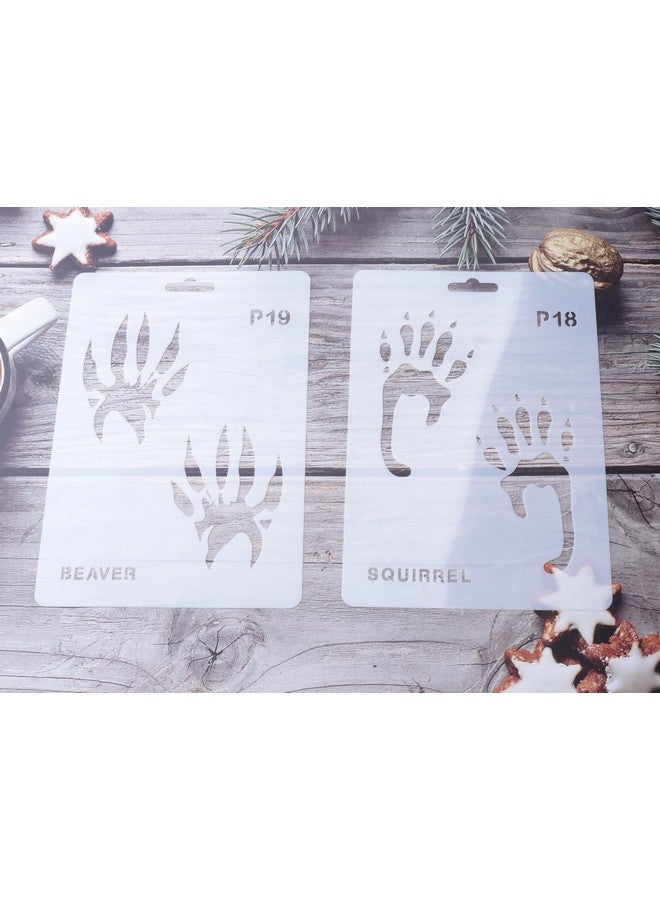 Sowaka 20 Pcs Animal Footprint Stencils Plastic Reusable Painting Templates for Painting on Wood Walls Art Craft Scrapbooking Journal Drawing Home Decoration Christmas Halloween - Image 4