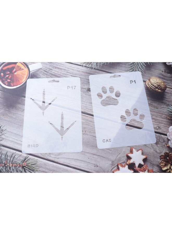 Sowaka 20 Pcs Animal Footprint Stencils Plastic Reusable Painting Templates for Painting on Wood Walls Art Craft Scrapbooking Journal Drawing Home Decoration Christmas Halloween - Image 3