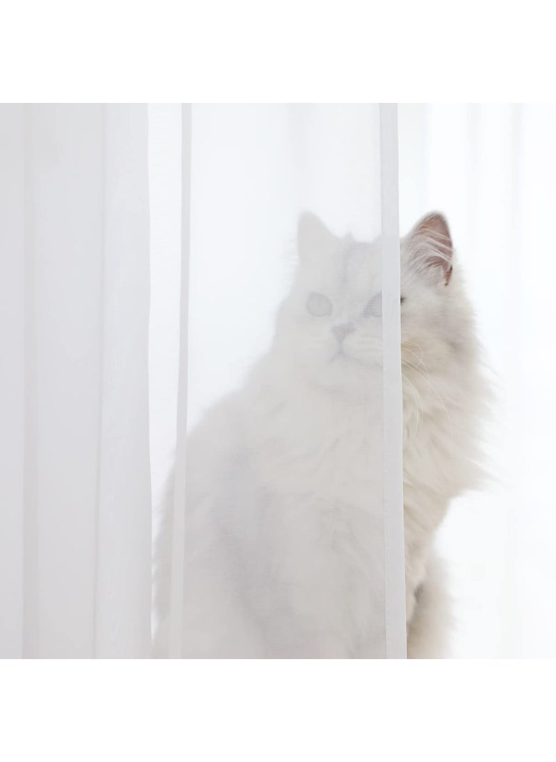 L&TEC Window White Sheer Curtains 63 Inches Long 2 Panels Sheer White Curtains Basic Rod Pocket Panel for Bedroom Children Living Room Yard Kitchen (White  52"" W x 63"" L | 2 pcs)  - Image 2