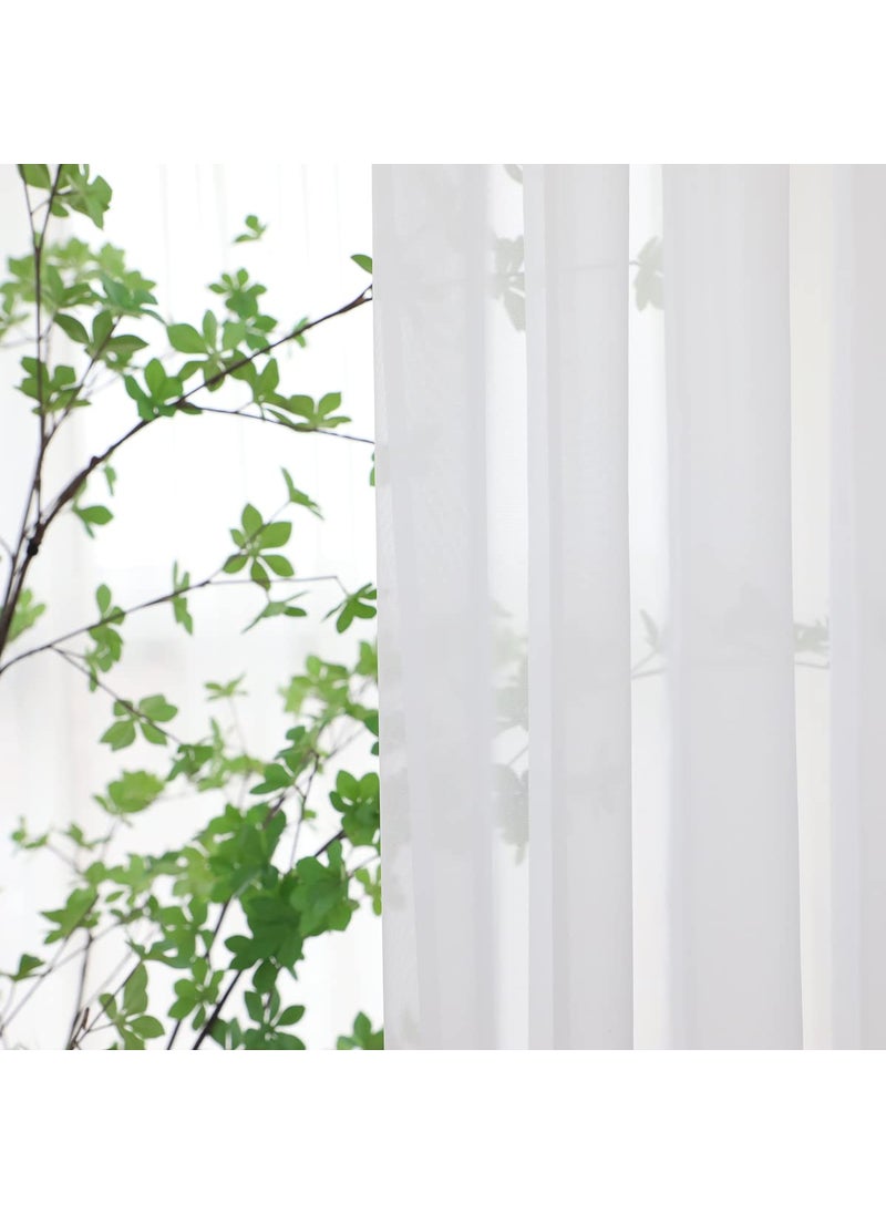 L&TEC Window White Sheer Curtains 63 Inches Long 2 Panels Sheer White Curtains Basic Rod Pocket Panel for Bedroom Children Living Room Yard Kitchen (White  52"" W x 63"" L | 2 pcs)  - Image 3