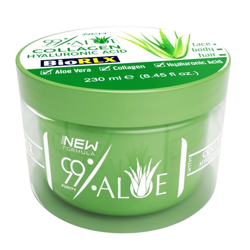 BioRLX 99% Aloe Vera Gel with Collagen and Hyaluronic Acid (Jar, 8.5 fl.oz) - Image 1