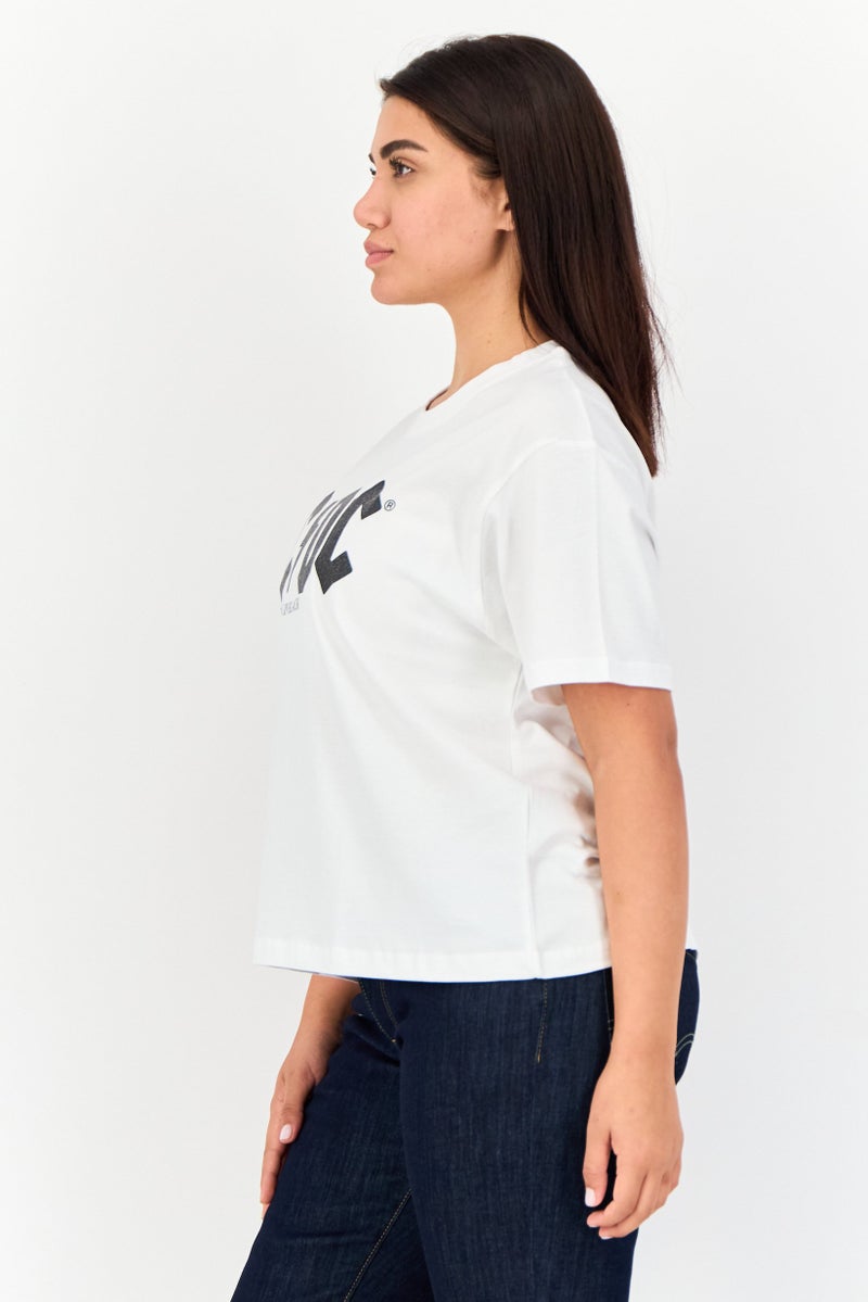 AC/DC Women Crew Neck Short Sleeves Graphic Print T-Shirt, White - Image 4