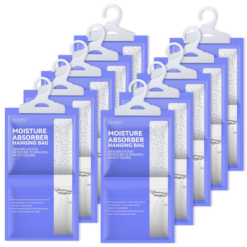 CLEVAST Moisture Absorbers Packets 10 Pack, Dehumidifier Bags for Closet, Unscented Hanging Humidity Absorber in Wardrobes, Bedrooms, Bathrooms(Net Wt. 230g/Pack) - Image 1