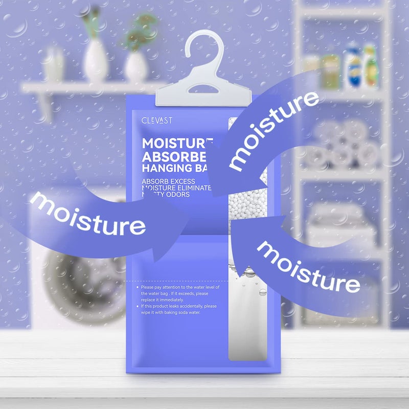 CLEVAST Moisture Absorbers Packets 10 Pack, Dehumidifier Bags for Closet, Unscented Hanging Humidity Absorber in Wardrobes, Bedrooms, Bathrooms(Net Wt. 230g/Pack) - Image 5