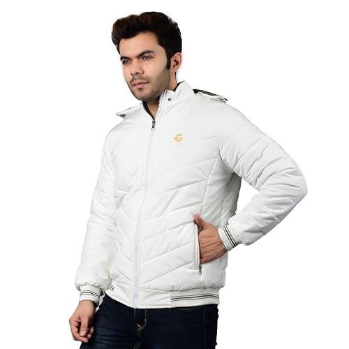 QUARK Unisex Reversible Jacket in GLD Material best for Winterwear/Hiking/Biking/Camping/Mountaineering(Control Temperature up to 3 Degree Celsius.)(3°C)(Color:-White & Green)(Size :- 2XL) - Image 1