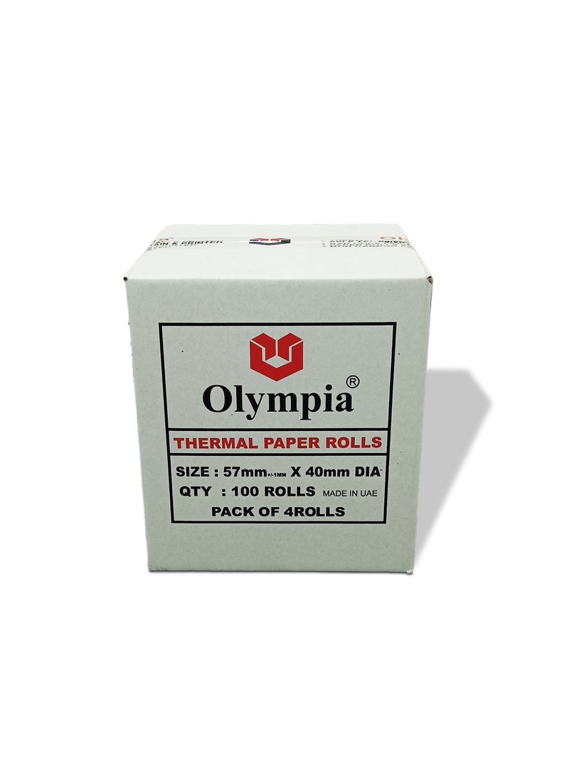 أوليمبيا ورق حراري من علامة أوليمبيا® مقاس 57x40 مم DIA (دقة مطابقة) - طول 18 متر (59 قدم)، يستخدم في طابعات الإيصالات وأنظمة نقاط البيع والطابعات المحمولة. - Image 3
