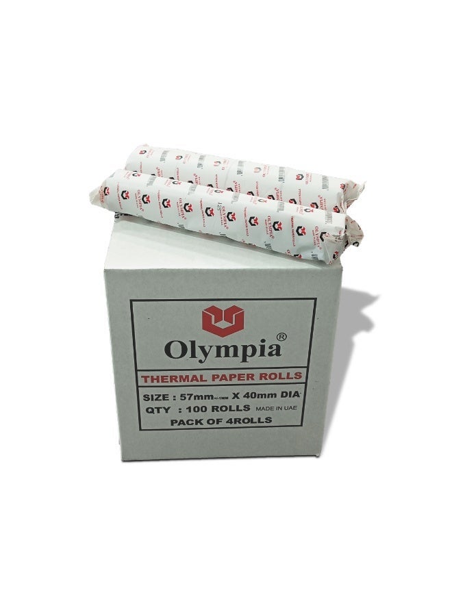 أوليمبيا ورق حراري من علامة أوليمبيا® مقاس 57x40 مم DIA (دقة مطابقة) - طول 18 متر (59 قدم)، يستخدم في طابعات الإيصالات وأنظمة نقاط البيع والطابعات المحمولة. - Image 1