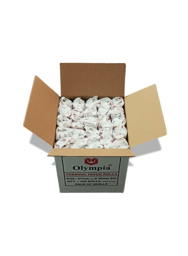 أوليمبيا ورق حراري من علامة أوليمبيا® مقاس 57x40 مم DIA (دقة مطابقة) - طول 18 متر (59 قدم)، يستخدم في طابعات الإيصالات وأنظمة نقاط البيع والطابعات المحمولة. - Image 2