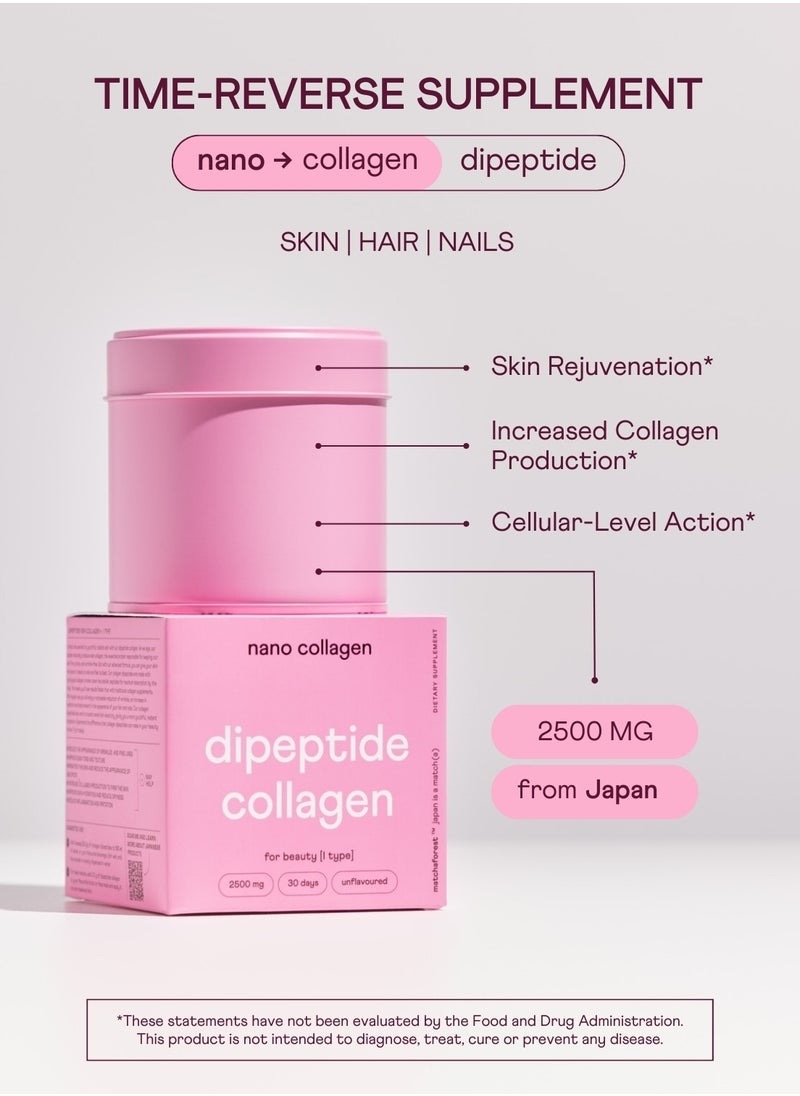 matcha forest - Marine Dipeptide Collagen For Beauty - Skin, Hair & Nails Support - Preventing Aging Supplement - 2500MG - 30 Servings - Image 1