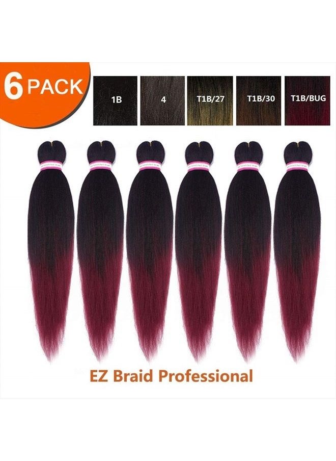 Dorsanee - Pre-stretched Braiding Hair Extension Ombre Natural Black Brown Professional Crochet Braiding Hair 20 Inch 6 Packs Hot Water Setting Perm Yaki Synthetic Hair for Twist Braids (#1B/Bug) - Image 1