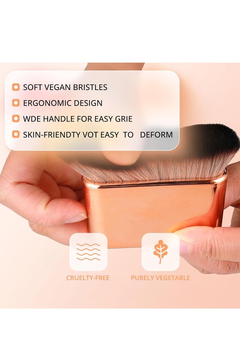 MJZ Tanning Body Makeup Brush for Blending Liquid Foundation -Kabuki Foundation Brush for Smooth Application & Even Coverage High Density Face Kabuki for Highlighter, Bronzer, Shimmer, Glow, Concealers, Cream, Powder (Rose Gold) - Image 3
