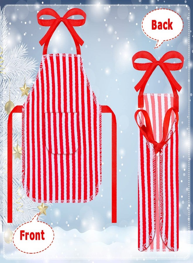 هونغداو مجموعة ملابس الخباز الصغير لدمية عيد الميلاد تتضمن مريلة وقبعات ودبوسًا ودبوسًا وصينية بسكويت البيض ووعاء خلط لديكورات عيد الميلاد، الدمية غير متضمنة (نمط مخطط) - Image 4