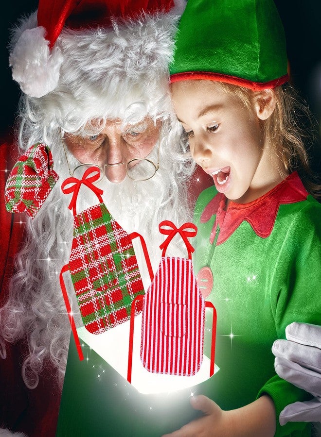 هونغداو مجموعة ملابس الخباز الصغير لدمية عيد الميلاد تتضمن مريلة وقبعات ودبوسًا ودبوسًا وصينية بسكويت البيض ووعاء خلط لديكورات عيد الميلاد، الدمية غير متضمنة (نمط مخطط) - Image 5