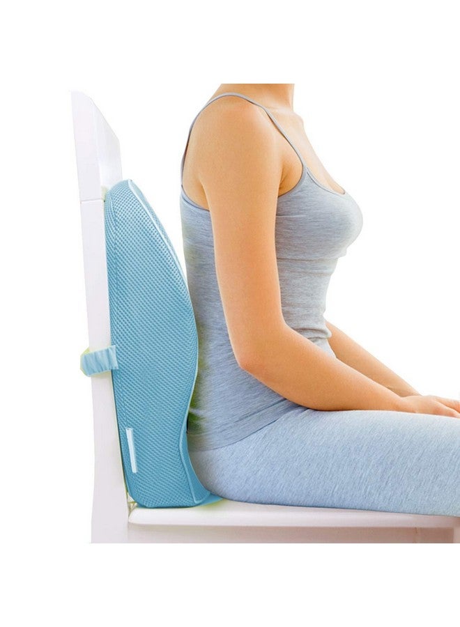 Grin Health Back Support for Office Chair & Car, Memory Foam Orthopedic Back Rest Cushion for Back Pain Relief, Ideal Cushion for Spine Alignment and Posture Correction, Blue - Image 1