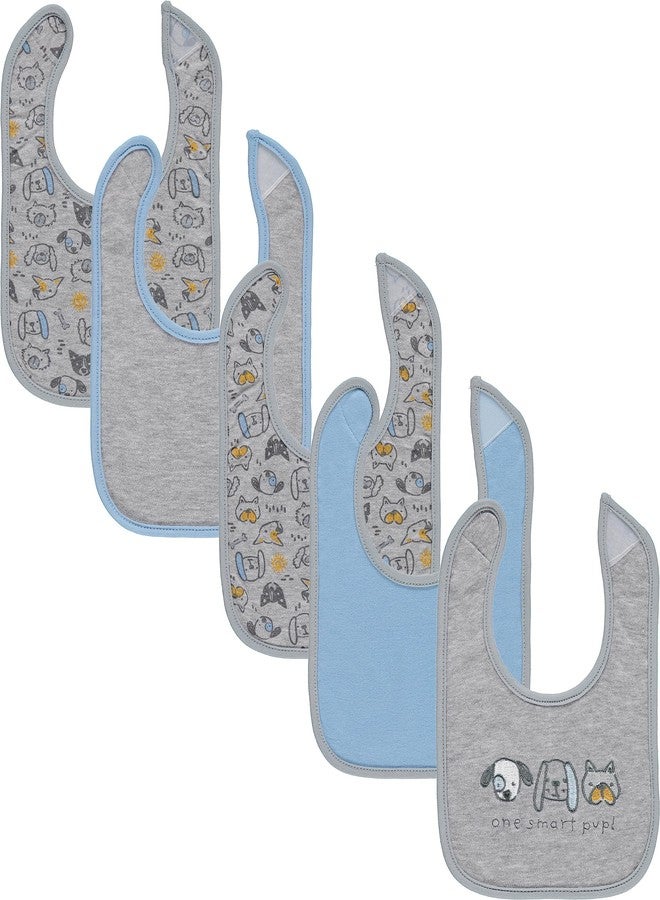 Cudlie 5-Pack Baby Bibs for Drooling Teething and Feeding Infants - Baby Drool Bibs for Baby Boys, Newborn Accessories, Baby Shower Gifts - Smart Pup - Image 1