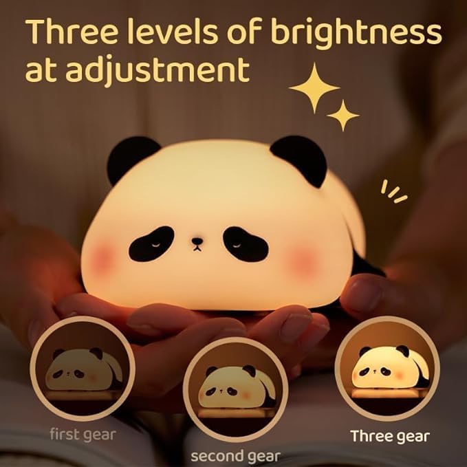 REWOP Cute Panda Night Light for Kids,Nursery Silicone Night Light,7-Color Changing Lamp,Room Decor,Bathroom, Kitchen, Gifts for Toddler Children Teenage Girls Valentine's Day (Sleep Panda) - Image 3
