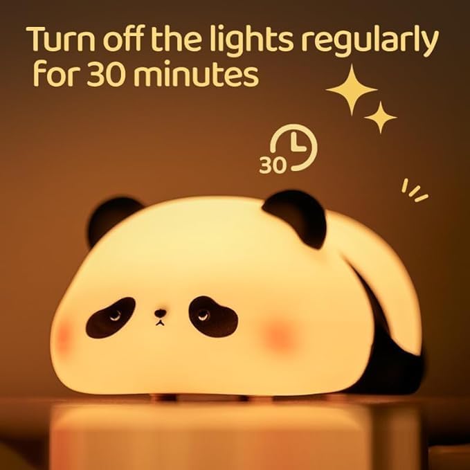 REWOP Cute Panda Night Light for Kids,Nursery Silicone Night Light,7-Color Changing Lamp,Room Decor,Bathroom, Kitchen, Gifts for Toddler Children Teenage Girls Valentine's Day (Sleep Panda) - Image 2