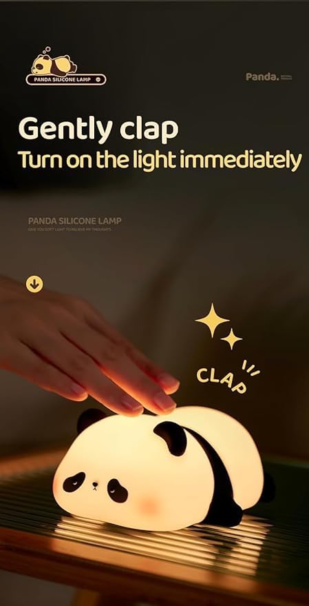 REWOP Cute Panda Night Light for Kids,Nursery Silicone Night Light,7-Color Changing Lamp,Room Decor,Bathroom, Kitchen, Gifts for Toddler Children Teenage Girls Valentine's Day (Sleep Panda) - Image 5