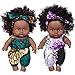 Ecore Fun 2 Pcs 8 Inch Black Baby Doll African Washable Realistic Silicone Baby Dolls with Clothes and Hairband - Image 4