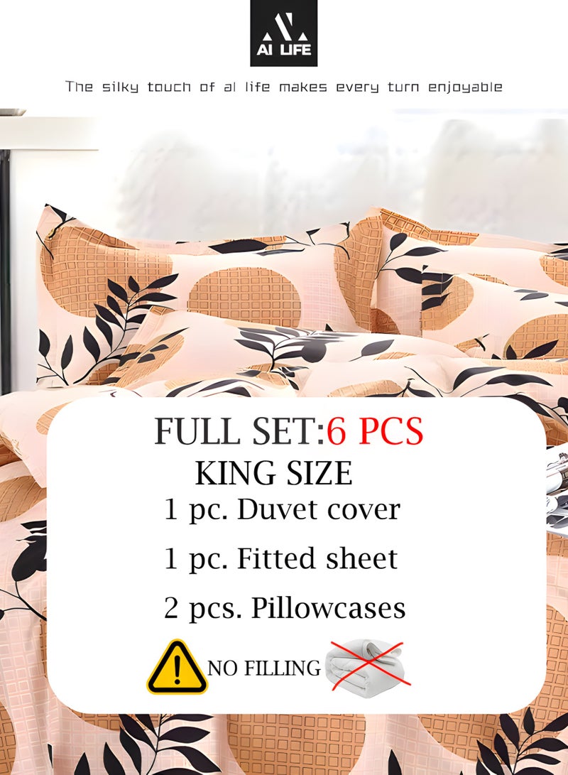 Al LIFE AI LIFE Premium King Size Duvet Cover Set 4 Piece Bedding Set Includes 1×Duvet Cover  220*240 cm , 1×Fitted Sheet 200*230+25 cm, and 2x Pillow Cover 48*74 cm  - Image 4