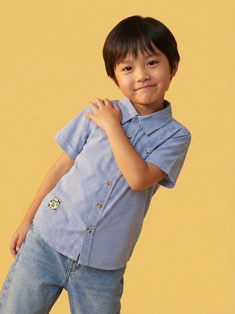 نوتيناتي Nautinati Boys' 100% Cotton Woven Chequered Shirt - Image 1
