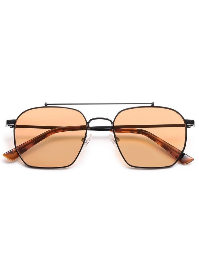 Sojos Retro Square Sunglasses For Women Men Trendy Sun Glasses Classic Shades Uv400 Protection Sj1230 With Black/Orange Lens  - Image 1