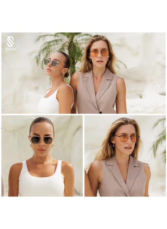 Sojos Retro Square Sunglasses For Women Men Trendy Sun Glasses Classic Shades Uv400 Protection Sj1230 With Black/Orange Lens  - Image 2