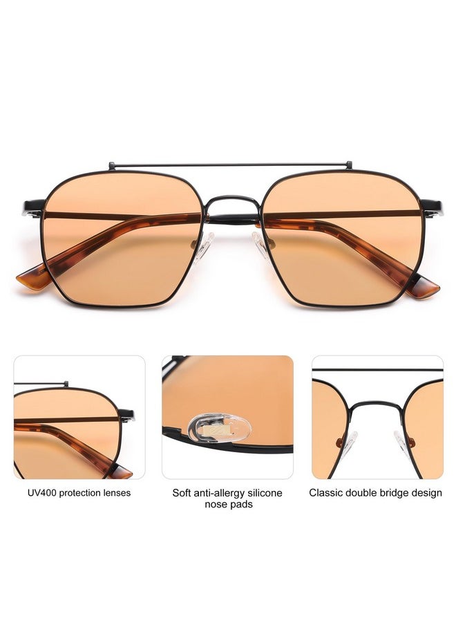 Sojos Retro Square Sunglasses For Women Men Trendy Sun Glasses Classic Shades Uv400 Protection Sj1230 With Black/Orange Lens  - Image 4