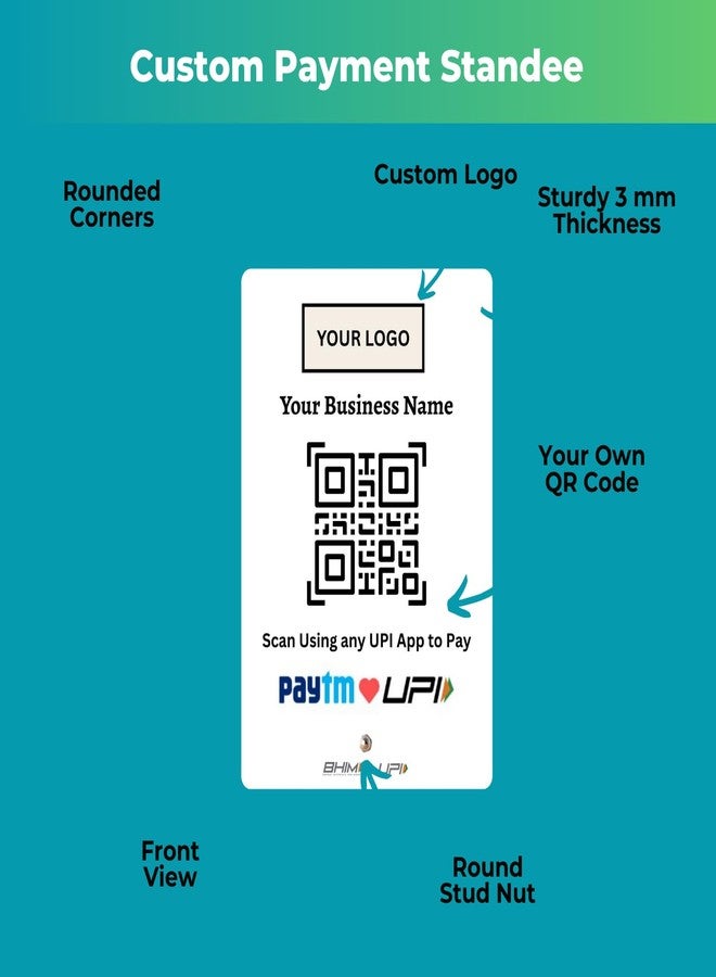 tinydabba UPI Payment Standee | Custom Acrylic Stand with QR Code, Logo & Business Name | Compatible with All Major UPI App | Design 1 - Image 3