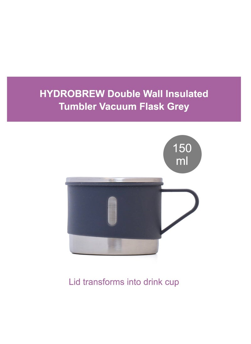 HYDROBREW - Double Wall Insulated Tumbler Vacuum Flask With 2 X 150 ML Cup - Grey - Image 1