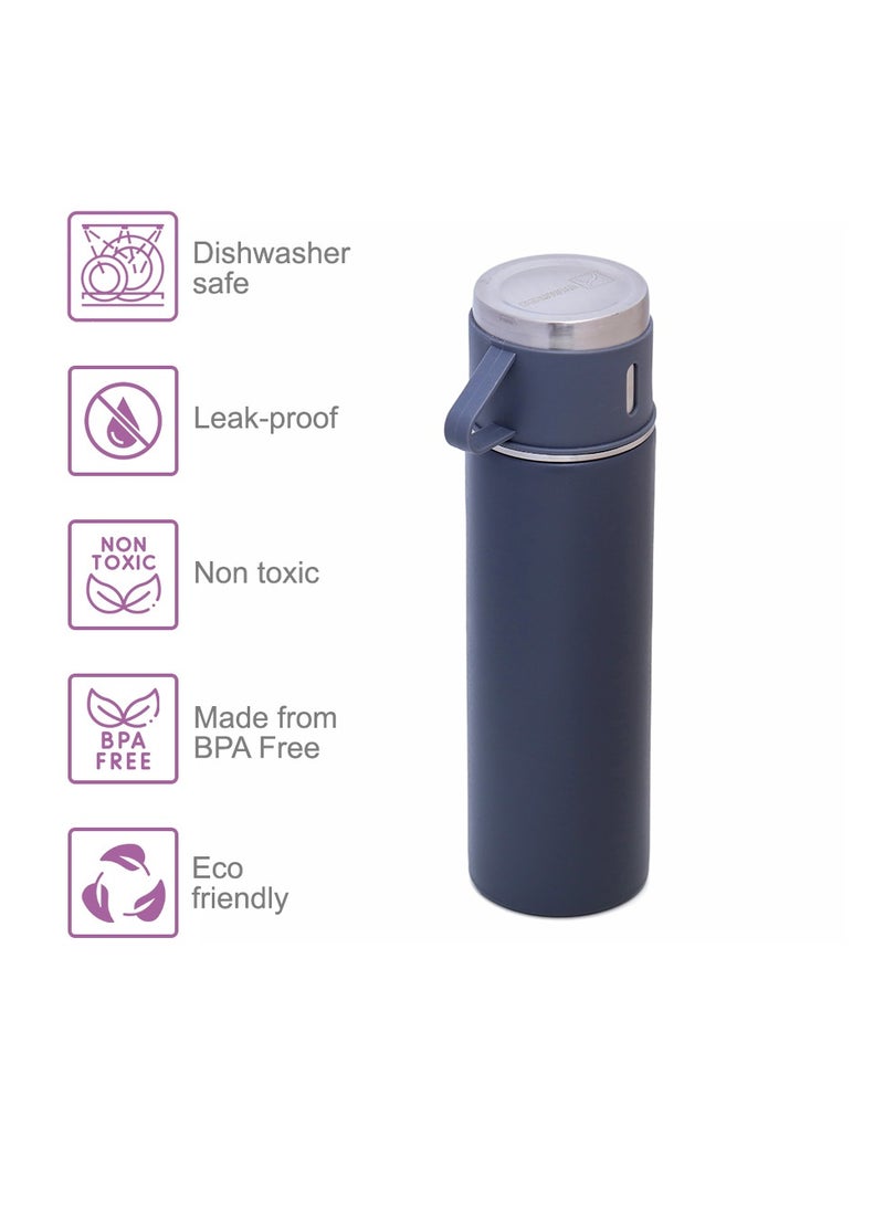 HYDROBREW - Double Wall Insulated Tumbler Vacuum Flask With 2 X 150 ML Cup - Grey - Image 1