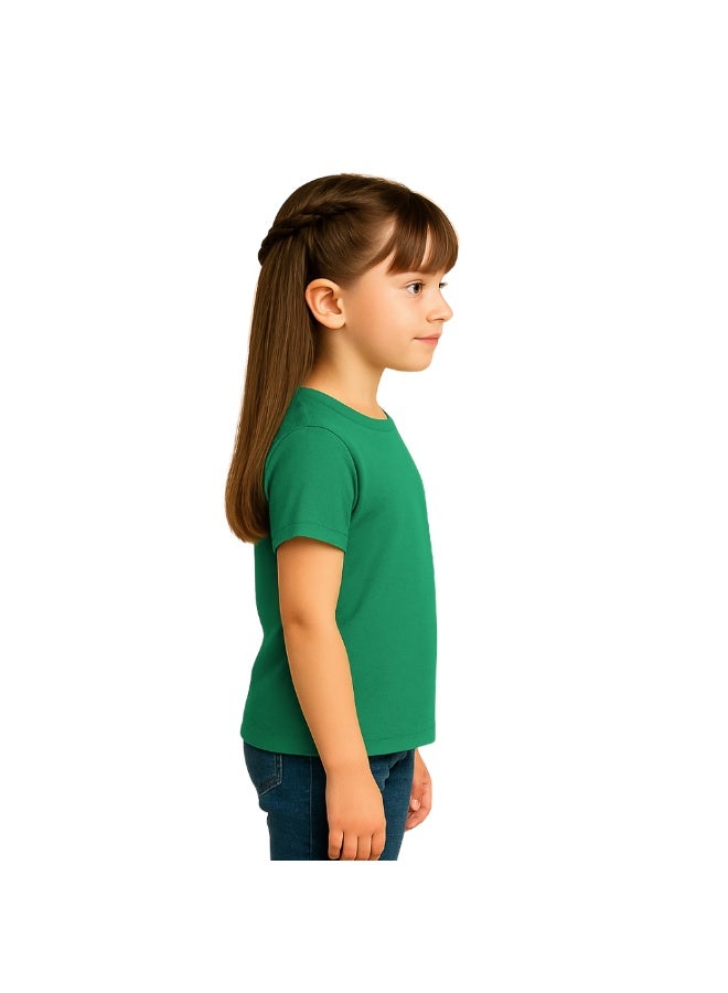 UAE National Day Kids Green T-Shirt With Cartoon Girl & Flag Print,100% Cotton,Short Sleeve,Breathable - Image 4