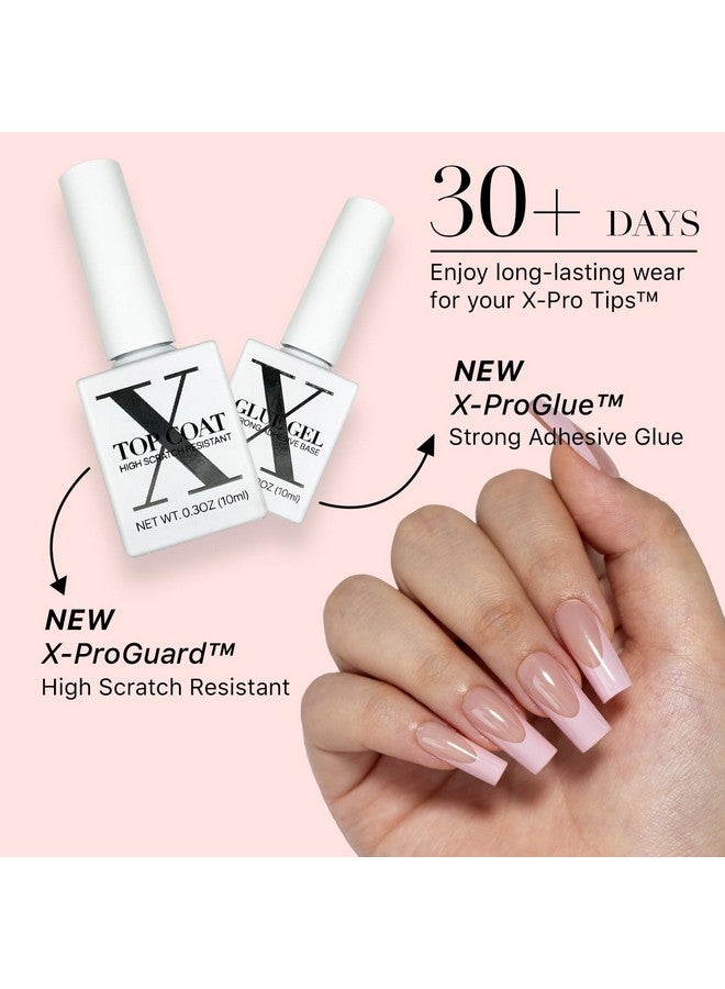 SXC Cosmetics French Tip Press On Nails - Skin Tone Nude And Color Series, Medium Square X-Pro Tips Starter Kit St117Kit - Image 4