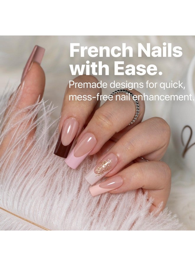SXC Cosmetics French Tip Press On Nails - Skin Tone Nude And Color Series, Medium Square X-Pro Tips Starter Kit St117Kit - Image 1